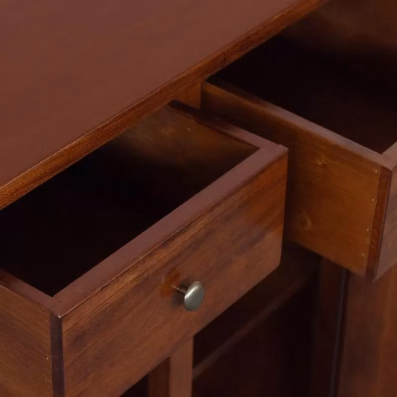 Credenza in stile arte povera con 2 ante in legno noce color marrone Mobili 2G L: 80 cm, P: 43 cm, H: 97 cm – 3