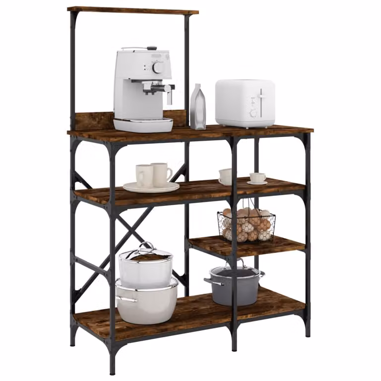 Mobile da cucina vidaXL in stile industriale, Rovere Fumo, L 90 cm x P 40 cm x H 132 cm, in legno e metallo