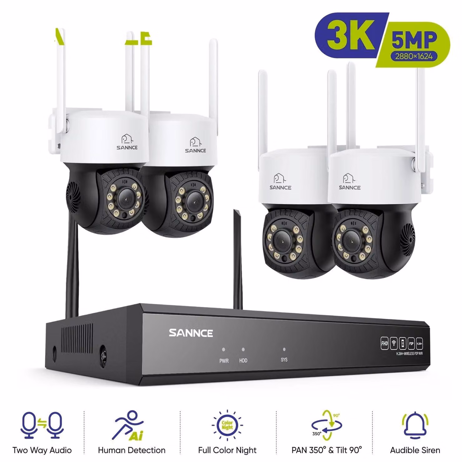 Kit di telecamere di sicurezza wireless - Telecamere Wi-Fi - Telecamere di sorveglianza - Sistema di sicurezza - Telecamere per esterni