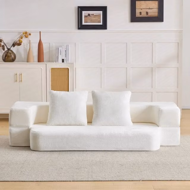 Divano Letto Pieghevole ¨C MINIMAL ¨C Bianco, 2 Posti, Senza Montaggio