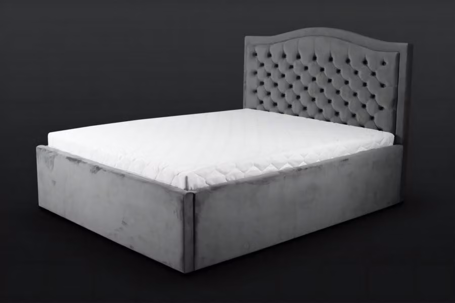 Schlafzimmer Doppelbett Bett 180сm Matratze Grau Chesterfield Stil Holz