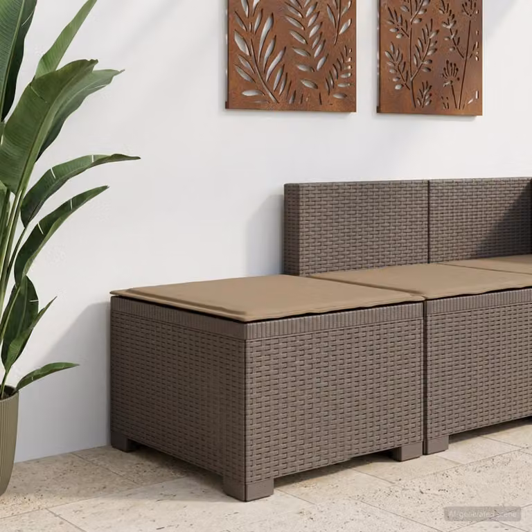 Divano da giardino singolo vidaXL con cuscino in aspetto rattan marrone e grigio