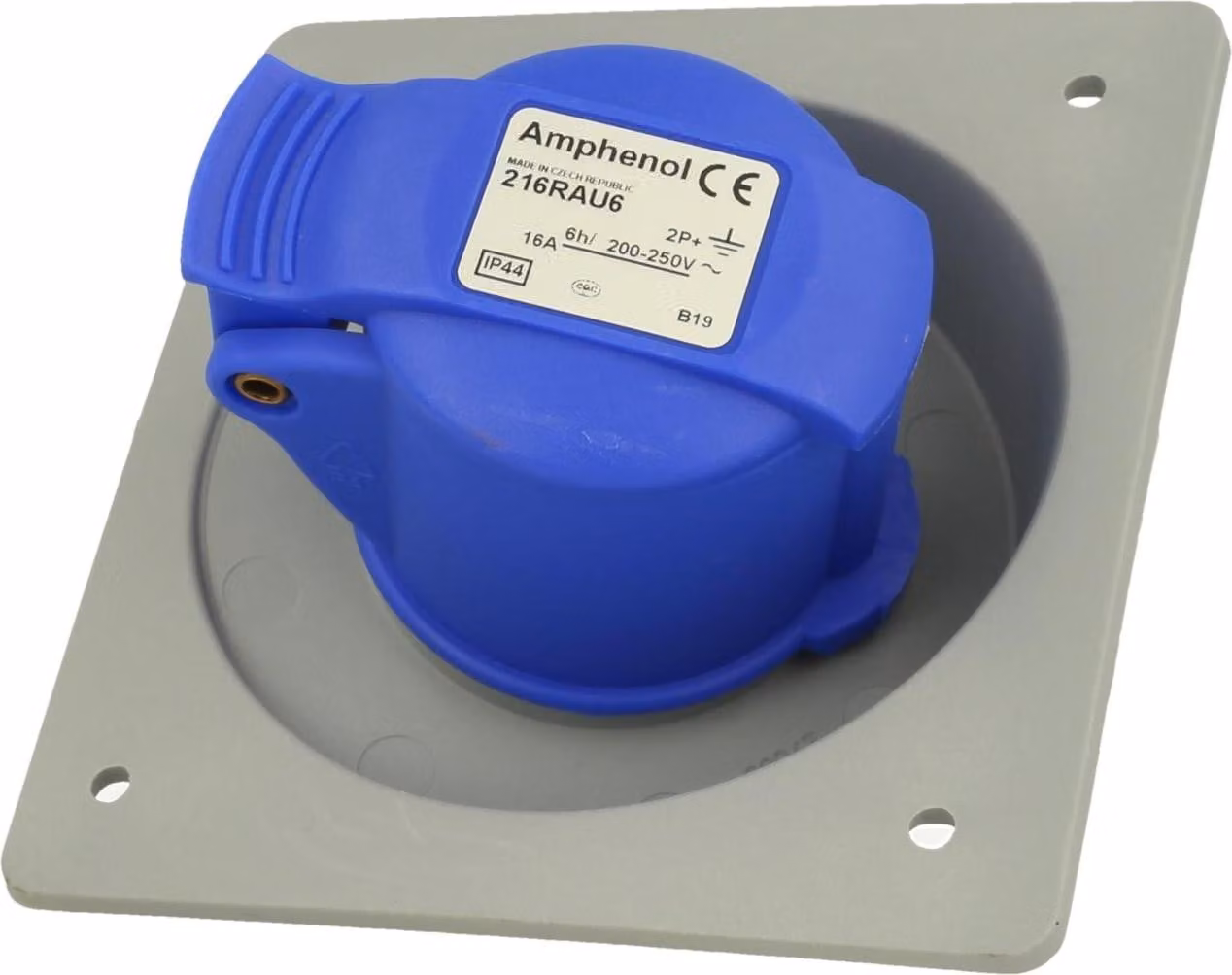 Amphenol Presa da incasso CEE da 16 ampere a 3 poli (2P+PE), codifica 6h blu 200/250 V frequenza 50 e 60 Hz - 1