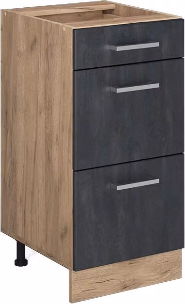 Mobiletto base per cucina Vicco R-Line Calce nera e Rovere dorato L: 40 cm – 1