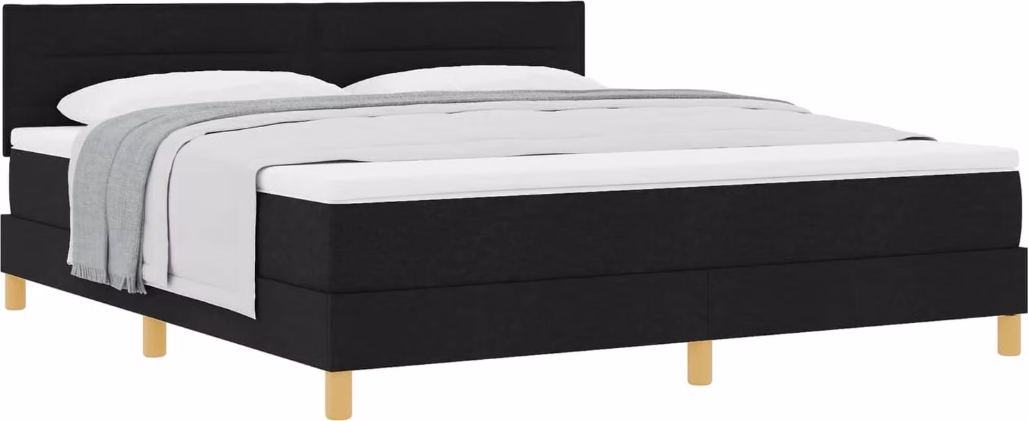 Letto boxspring vidaXL con cuscini, nero, 180 x 200 cm, tessuto