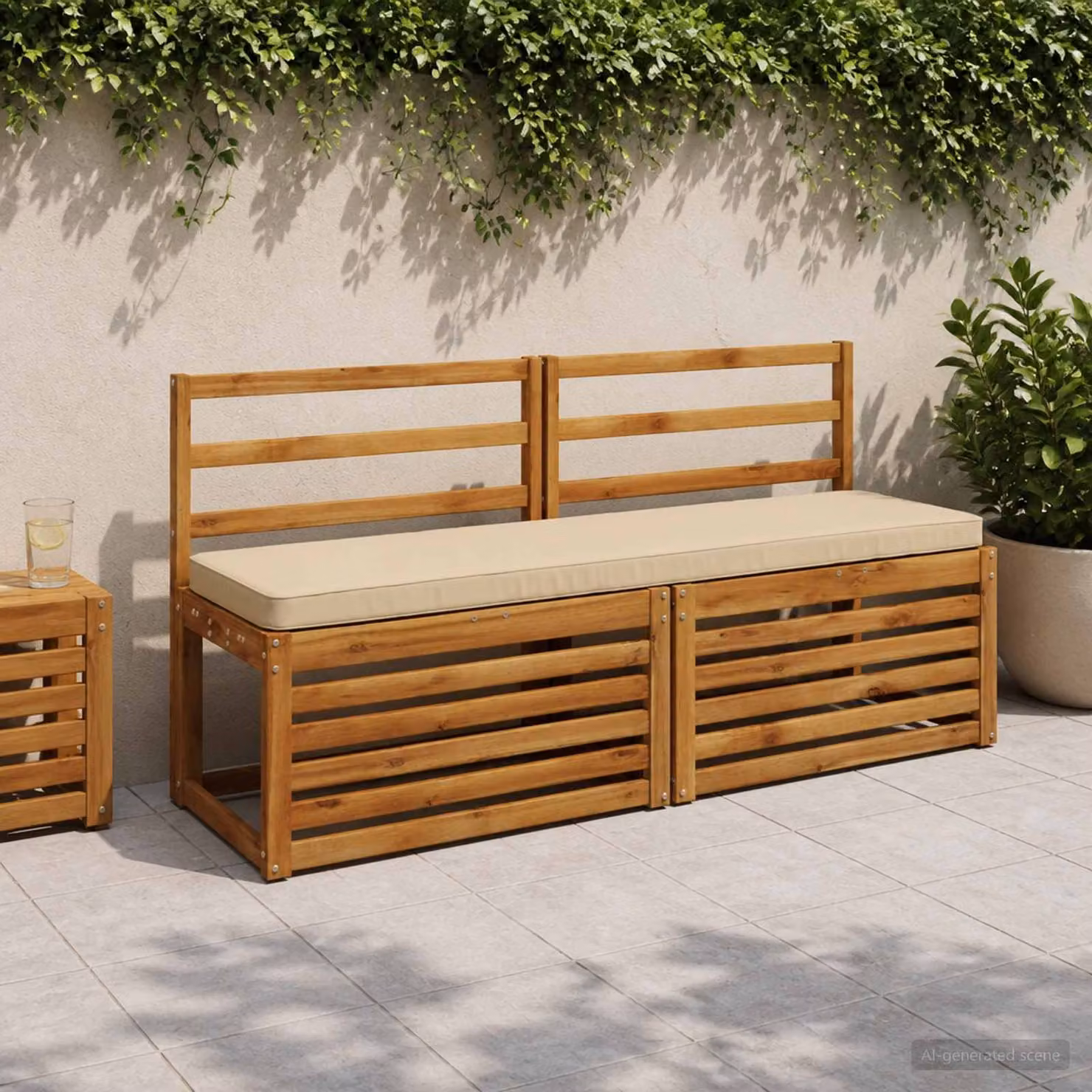 Cuscino per Panchina vidaXL VUGHT in Poliestere Beige con Rivestimento Lavabile e Resistente ai Raggi UV