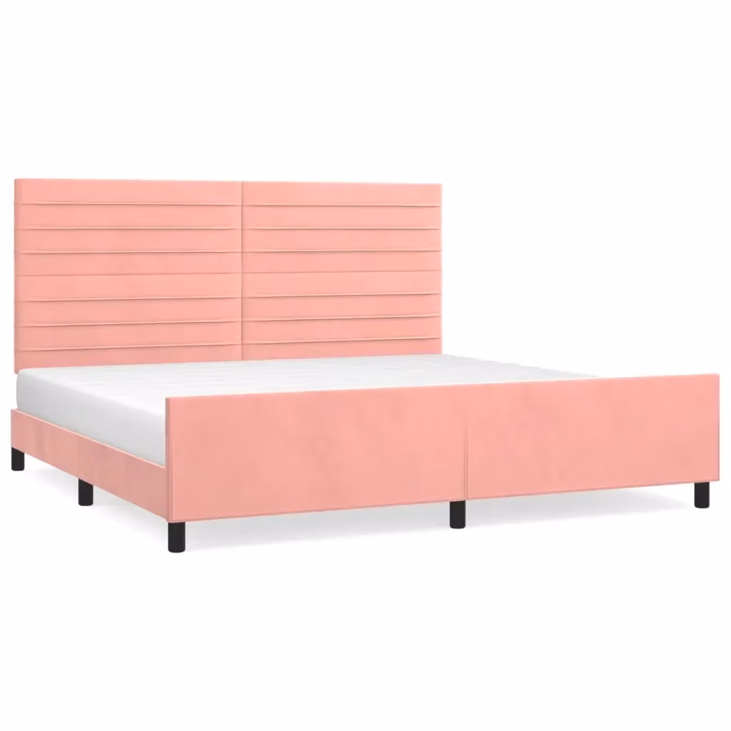 Giroletto con Testiera vidaXL in Velluto Rosa L/P/H: 200 x 200 x 128 cm – 2