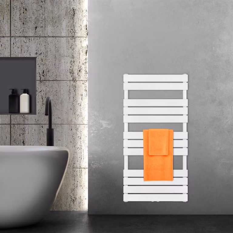VILSTEIN radiatore da bagno, radiatore da bagno, radiatore per asciugamani attacco laterale e attacco centrale, radiatore da bagno a pannello piatto, radiatore per asciugamani a pannello, bianco, 703W, 120x60 cm