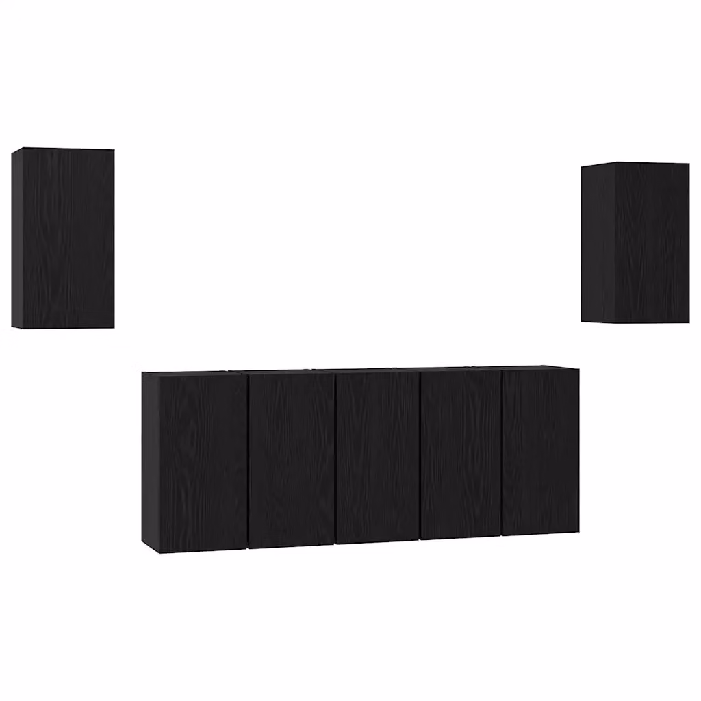 Set mobile TV vidaXL 7 pezzi moderno in legno ingegnerizzato nero e rovere L/P/H: 60 x 30,5 x 30 cm – 2