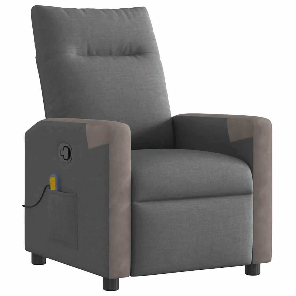 Poltrona Relax Reclinabile vidaXL in Tessuto Grigio con Braccioli e Regolazione Manuale – 2