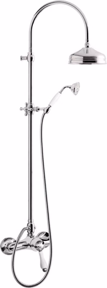 Set doccia da bagno retrò Art Nouveau Miscelatore doccia con colonna doccia argento/bianco - Set doccia miscelatore