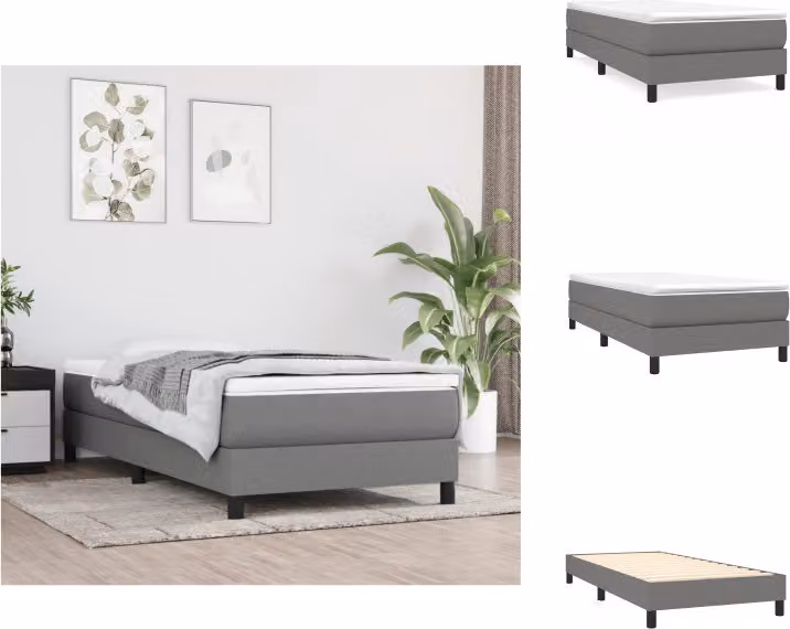vidaXL Letto a molle con materasso grigio scuro 90x190 cm in tessuto - Letti & strutture letto