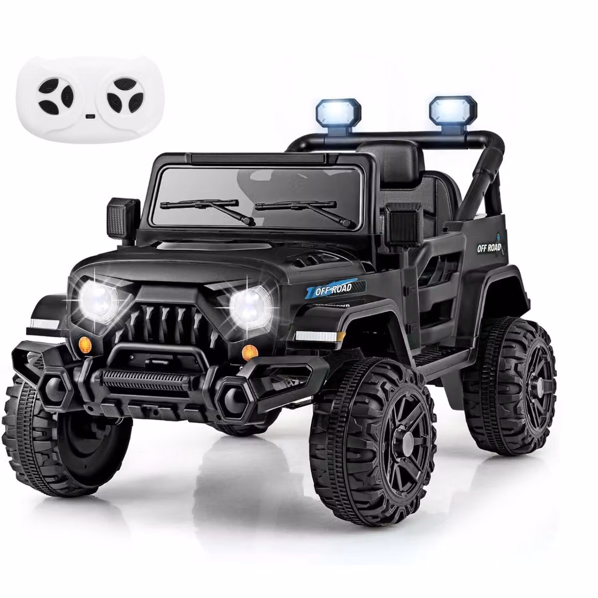 Costway Camion elettrico per bambini 12V con telecomando e ruote scolpite, colore nero