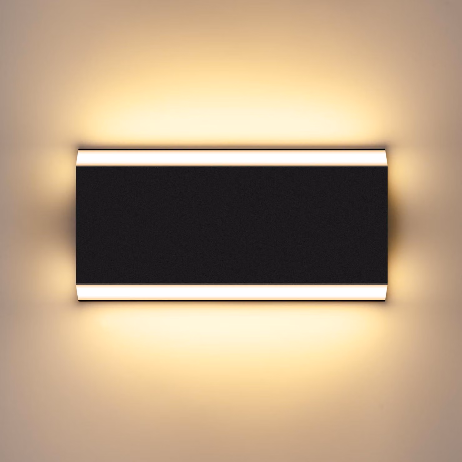 Lampada da parete esterna, quadrata, con LED da 10W, 1000 lumen, luce bianco caldo, confezione da 2