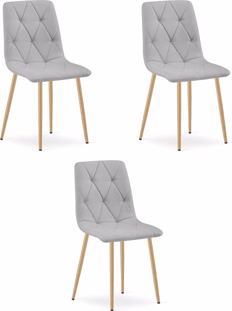 Sedia LIBRA - tessuto grigio chiaro/gambe in legno x 3