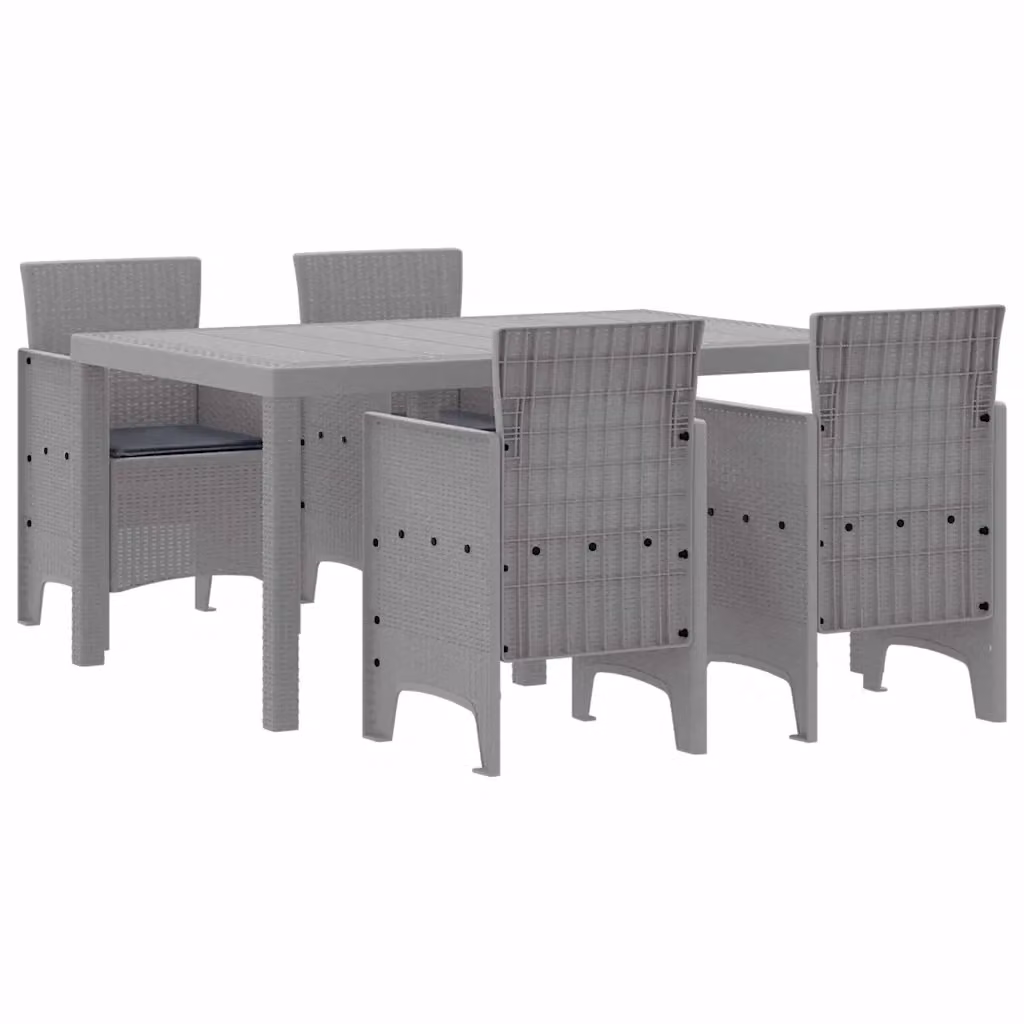 Set da pranzo per giardino e terrazzo vidaXL in 5 pezzi in rattan grigio chiaro – 2