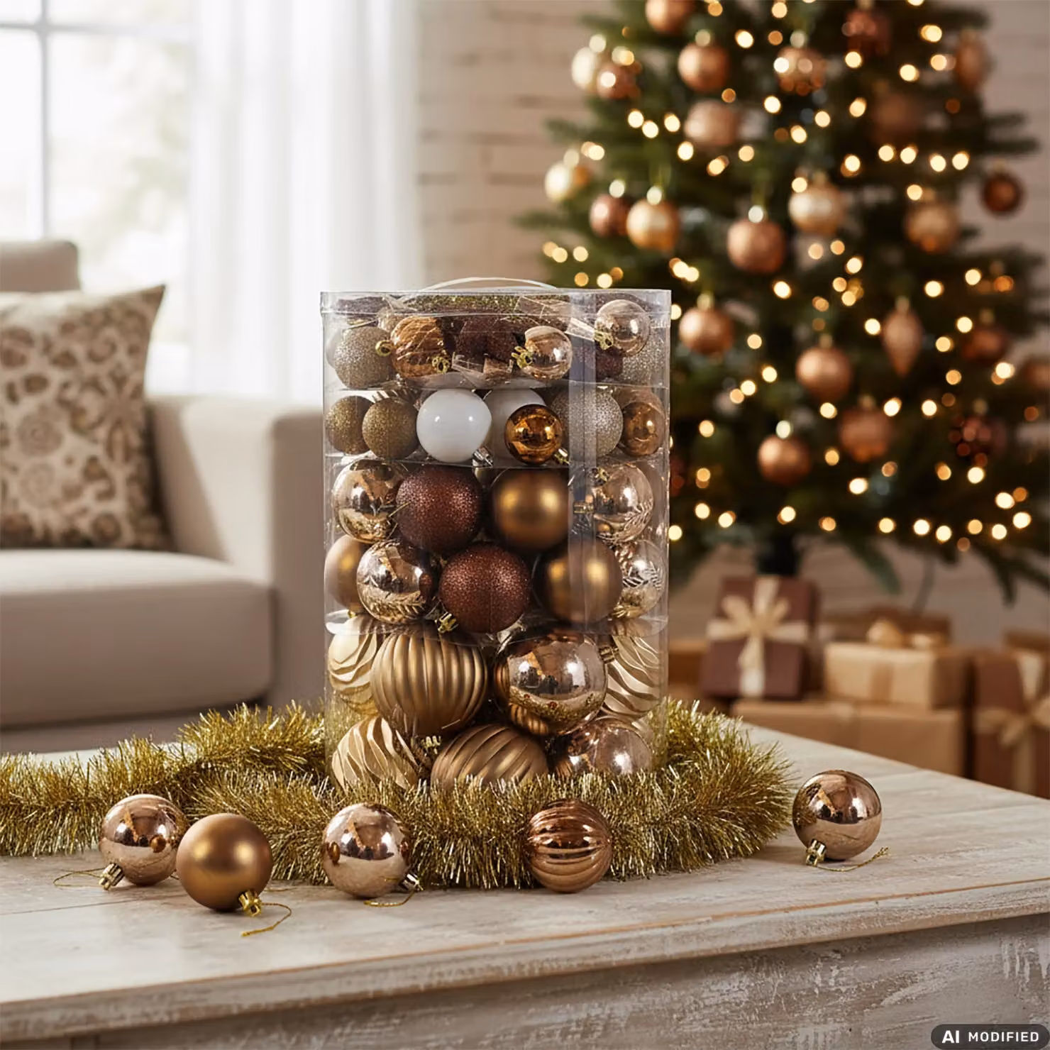 Set 82 Decorazioni Natalizie VESTIAMO CASA in Oro, Bronzo e Bianco con Palle, Pendenti, Stelle e Forme Geometriche – 2