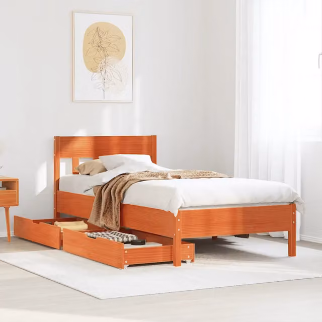 Letto senza Materasso-Struttura Letto Marrone Cera 90x200 cm Legno di Pino 836508