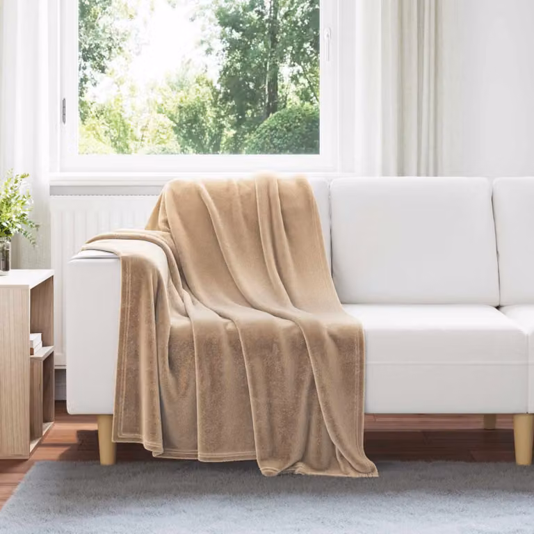 Coperta in pile morbida vidaXL color beige e marrone, L 130 cm x P 150 cm