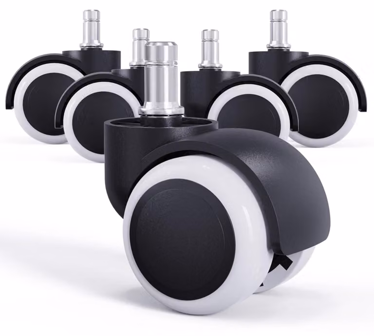 5 ruote per sedia da ufficio, 11 mm x 22 mm, colore bianco