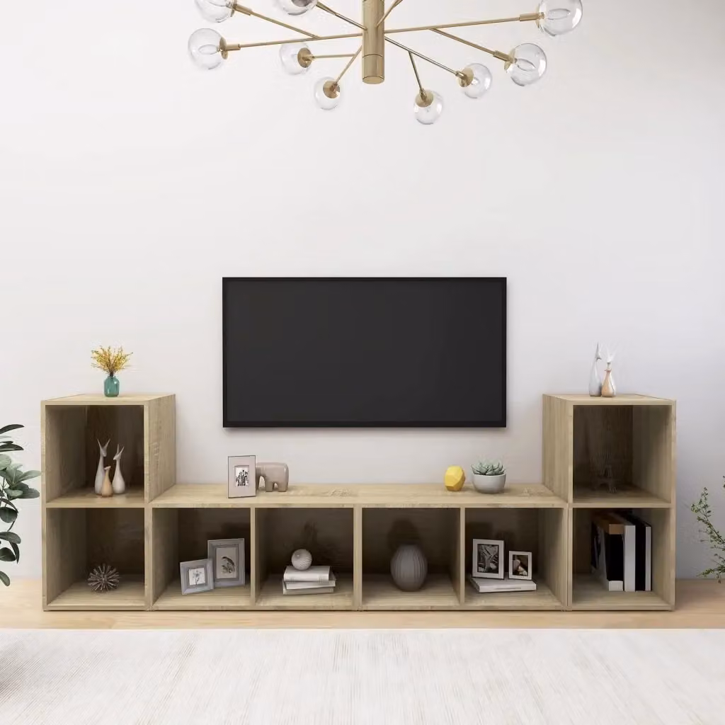 Mobile porta TV in legno multistrato Rovere Sonoma color marrone e beige, L 72 cm x P 35 cm x H 36,5 cm – 2