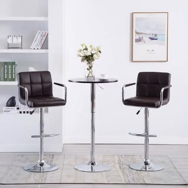 Set di 2 sgabelli da bar moderni vidaXL in similpelle marrone con struttura in metallo e plastica