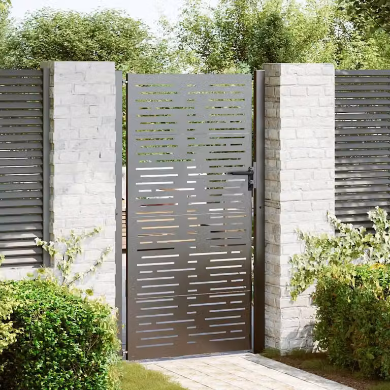 Cancello singolo da giardino vidaXL in acciaio nero L 110 cm x H 205 cm