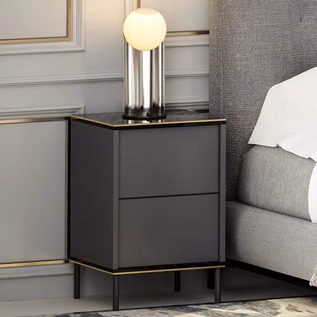 Comodino con un ripiano DMORA, moderno, colore Antracite, L 40 cm x P 35 cm x H 60 cm