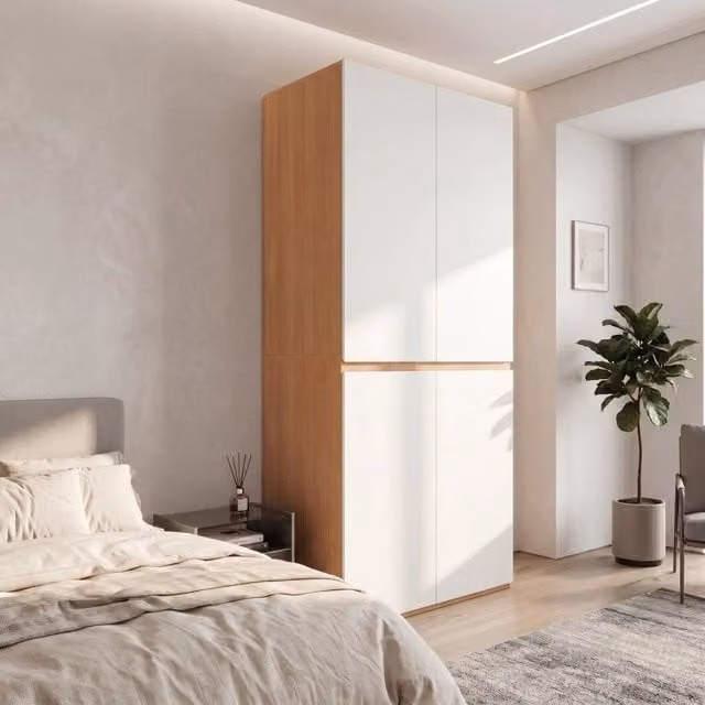 Armadio guardaroba con 3 cassetti portagioie e asta appendiabiti per camera da letto in MDF e pannello truciolare bianco