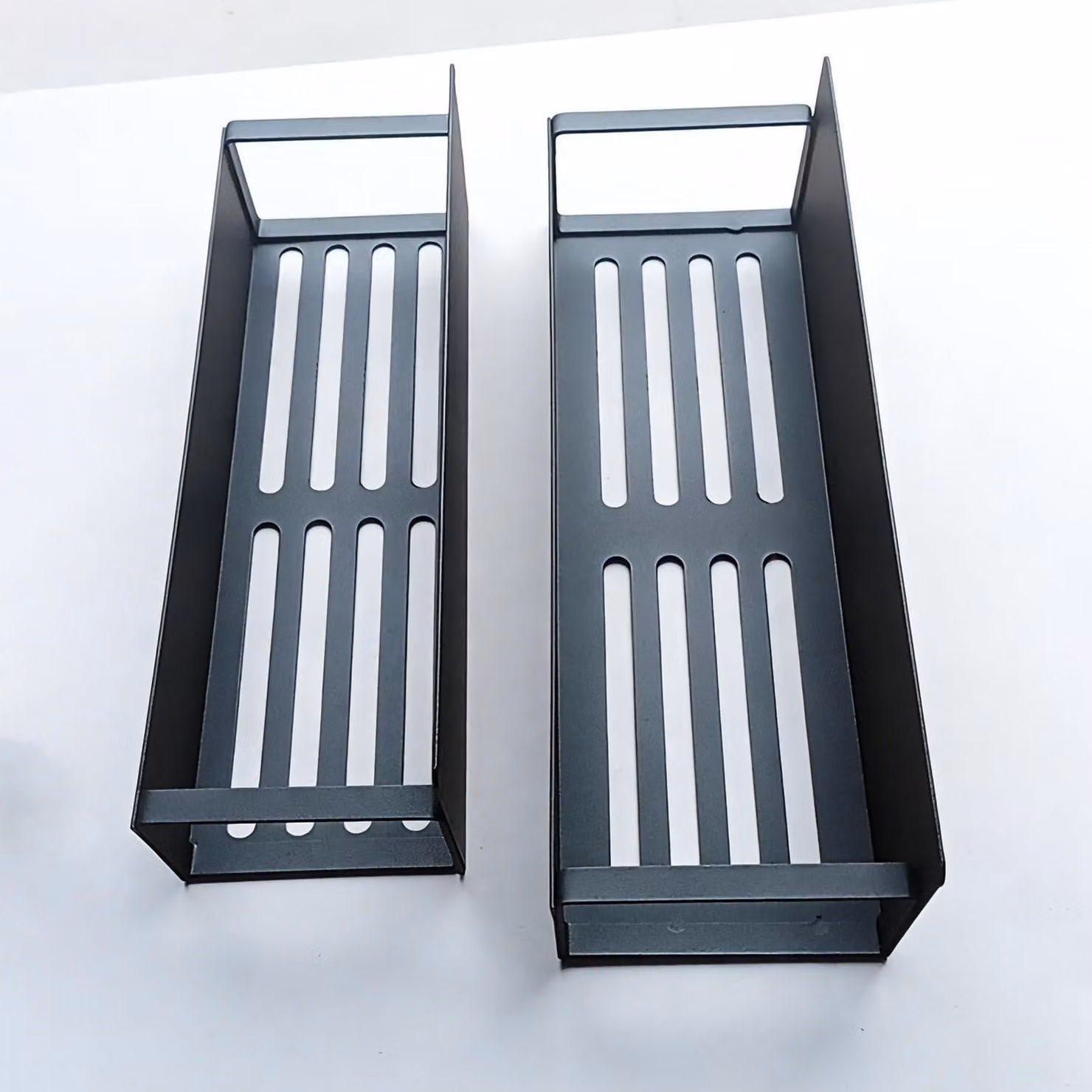 Mensola magnetica per frigorifero, Acciaio al carbonio, finitura nera, confezione da 2 pezzi, dimensioni 29,5x9,5x7,2 cm e 27x8,5x7,2 cm