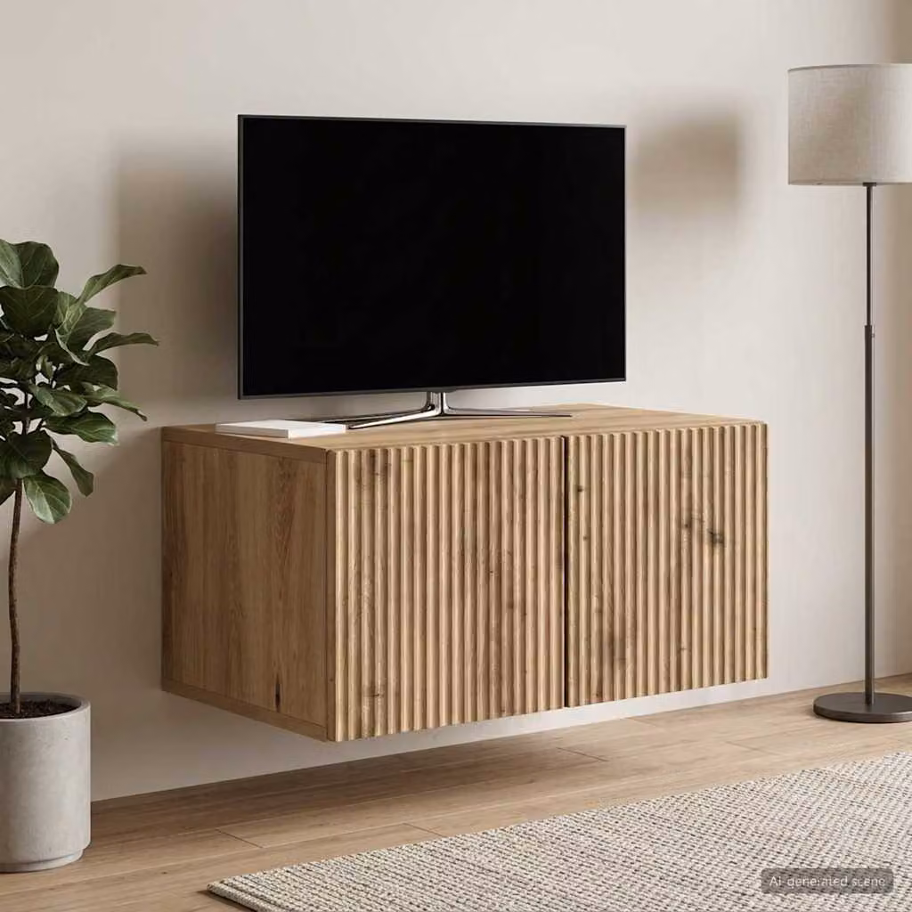 vidaXL Mobile Porta TV da Muro Moderno in Legno Marrone L: 59,5 cm, P: 41 cm, H: 30 cm
