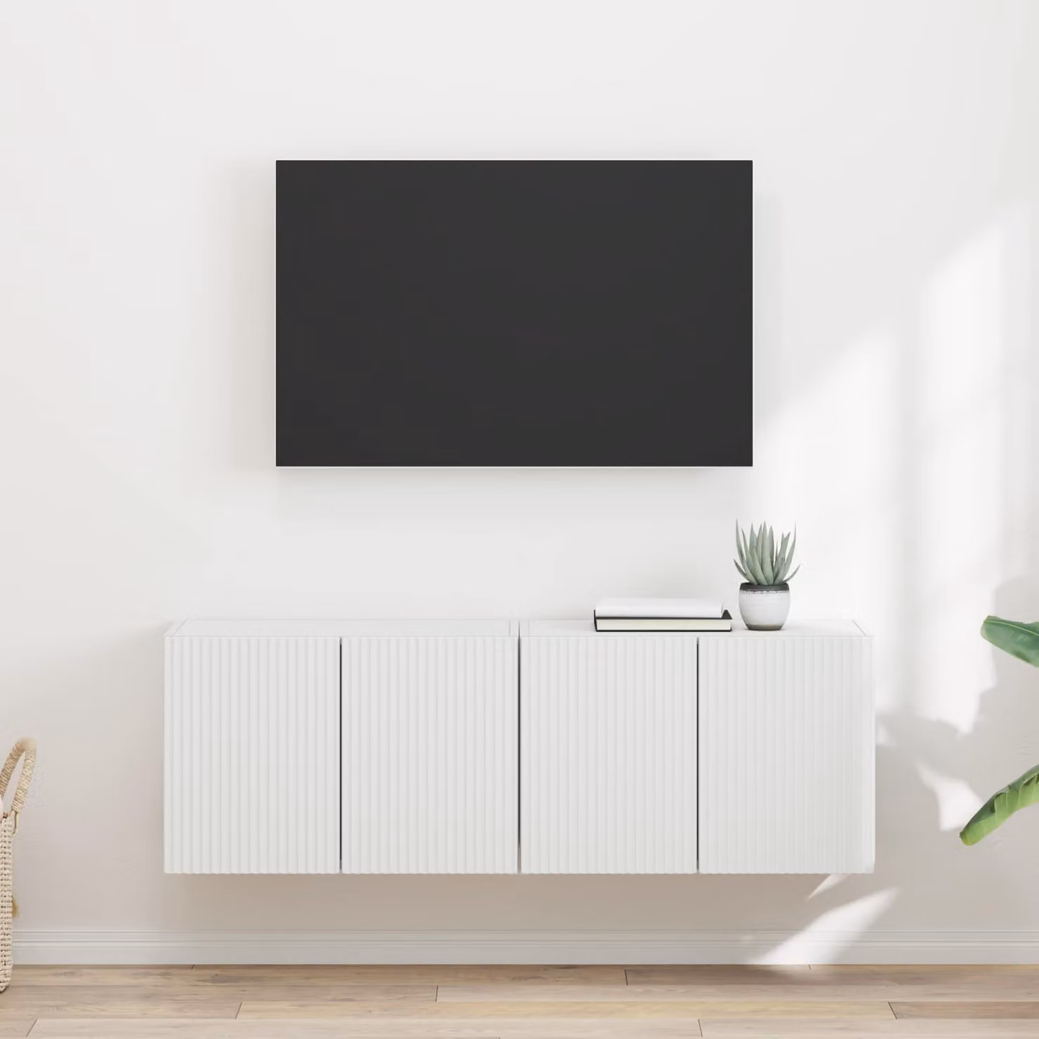 Set di 2 Mobile TV da parete vidaXL in legno MDF Bianco Matt