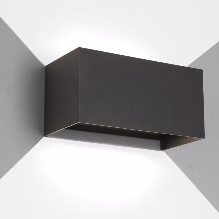 Lampada da parete da 25W, grado di protezione IP65 (resistente all'acqua), luce bianca fredda a 6500K, colore nero, realizzata in alluminio