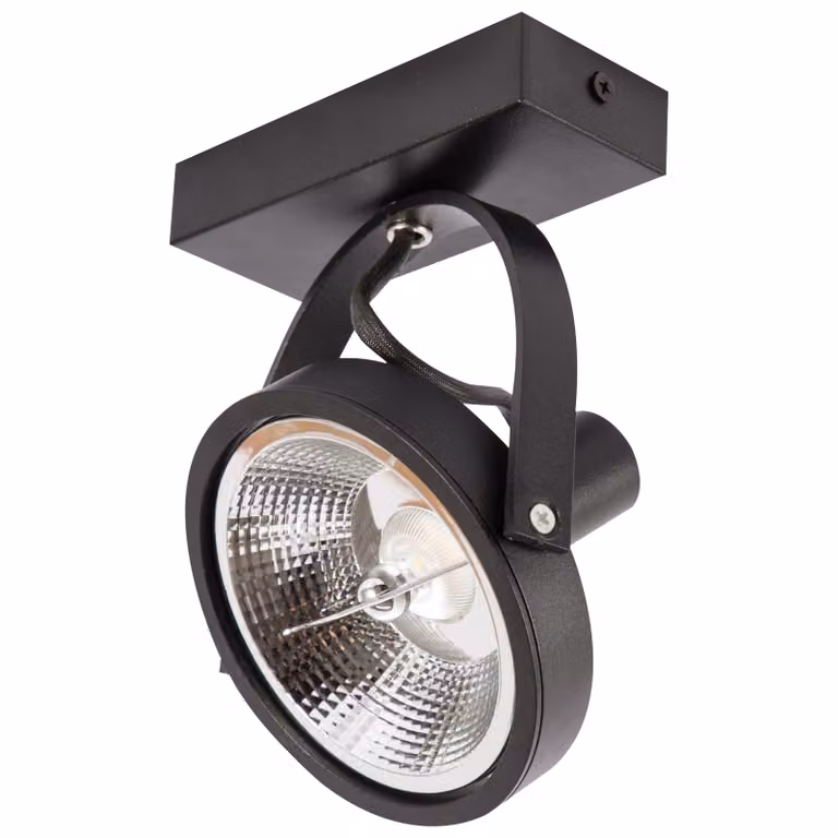 MasterLED AR111 Lampada da parete a LED nero opaco orientabile a 350° GU10 per lampadine a LED IP20
