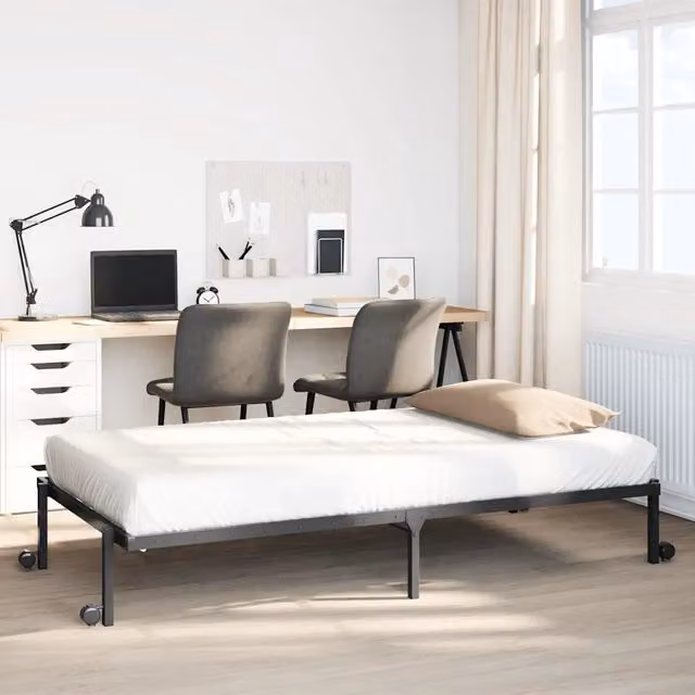 Giroletto senza Materasso Pieghevole-Struttura Letto Nero 100x200 cm in Acciaio