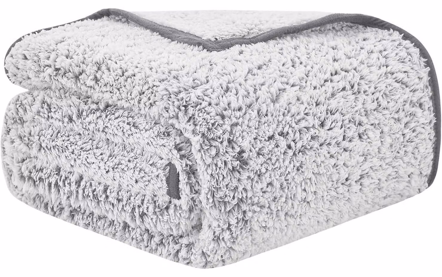 Coperta in pile Sherpa, fronte-retro, 228x228 cm, grigia, in poliestere