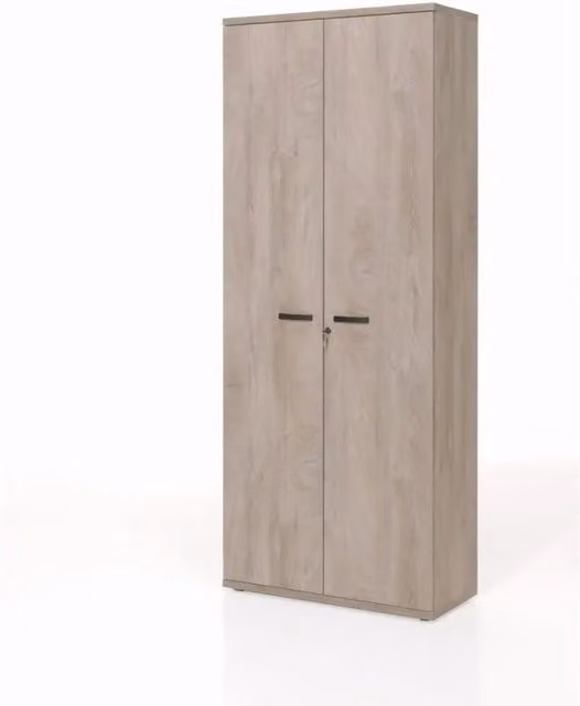 Armadio da ufficio YUKON – Mobile con 2 porte e scaffali – Rovere grezzo – L90 x H222 x P40 cm
