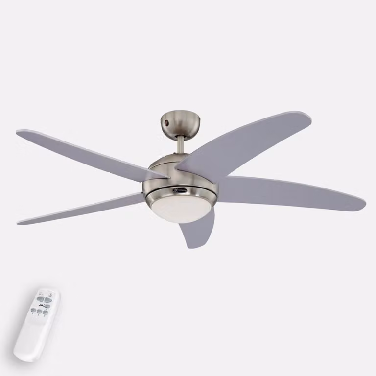 Westinghouse Ventilatore da soffitto con luce Bendan, argento Bendan, Alluminio / Grigio / Zincato, Soggiorno / Sala da pranzo, Legno, Moderno