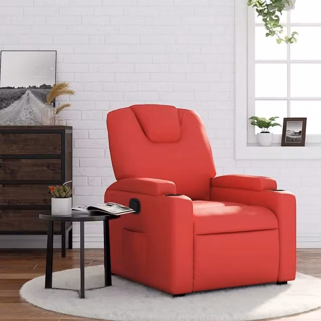 Poltrona reclinabile relax rossa in similpelle vidaXL – 1
