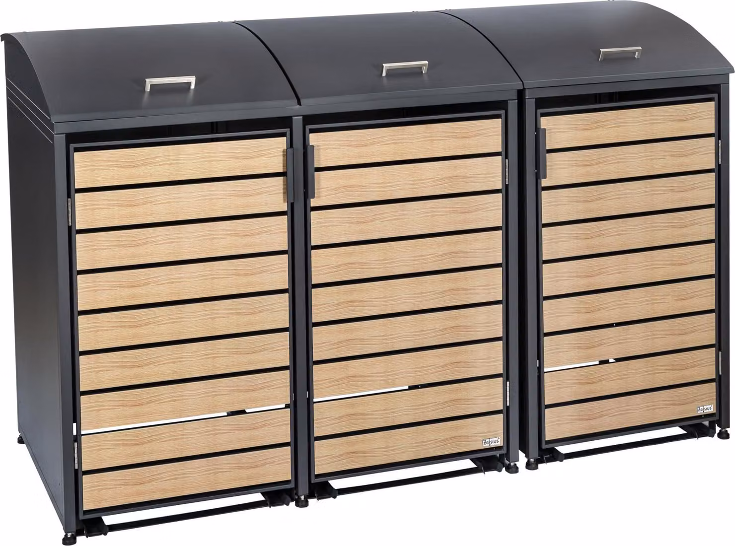 Cassonetto per rifiuti Zelsius con coperchio arrotondato per tre cassonetti da 120 - 240 litri, antracite RAL7016