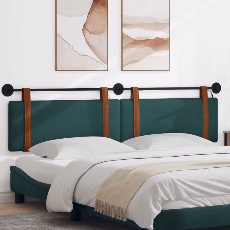 Testiera sospesa vidaXL con luce LED integrata in ecopelle verde scuro