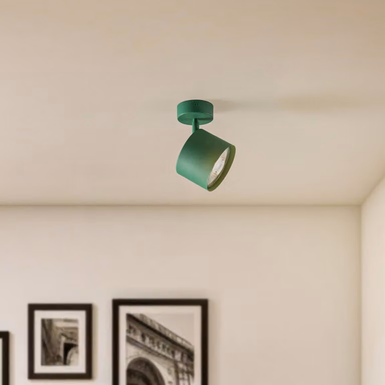 Faretto da soffitto Chloe, orientabile, verde, metallo, GU10, 13,5 cm Chloe Argon, dimmerabile, Verde, Soggiorno / Sala da pranzo, Metallo, Moderno
