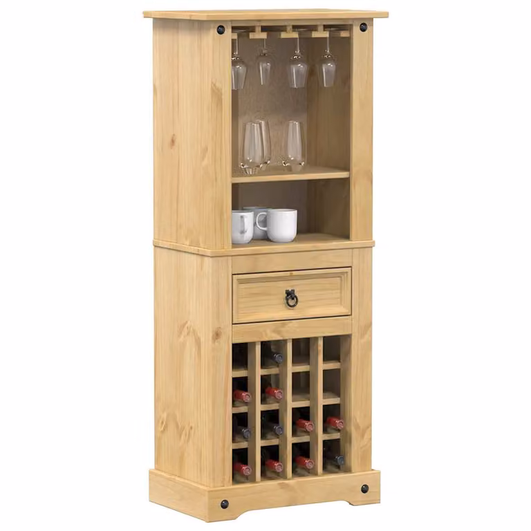 Portabottiglie per vino Corona vidaXL in legno di pino massello marrone L: 56 cm, P: 35 cm, H: 134,5 cm