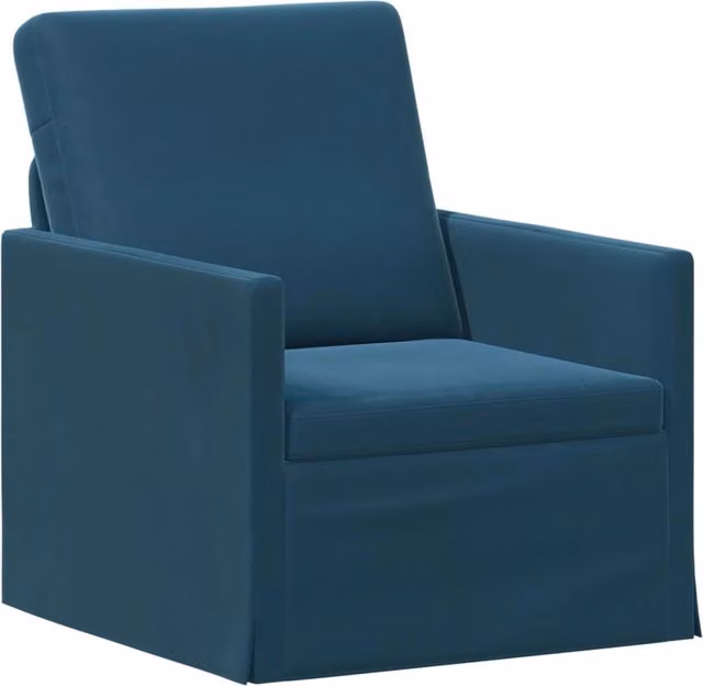 Divano Singolo Moderno vidaXL Blu con Struttura Imbottita e Metallo L: 70 cm, P: 81 cm, H: 82 cm