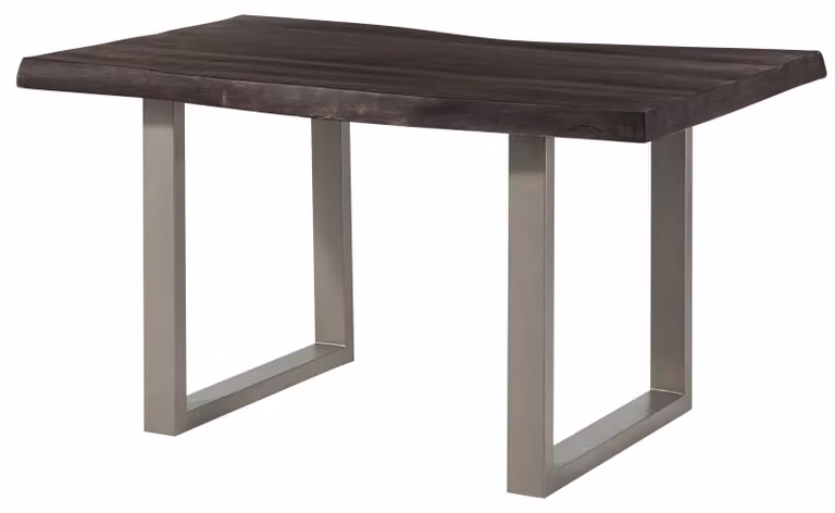 MASSIVMOEBEL24 | FREEFORM 5 tavolo da pranzo in legno di mango - verniciato grigio / gambe in ferro U argento matt 160x90