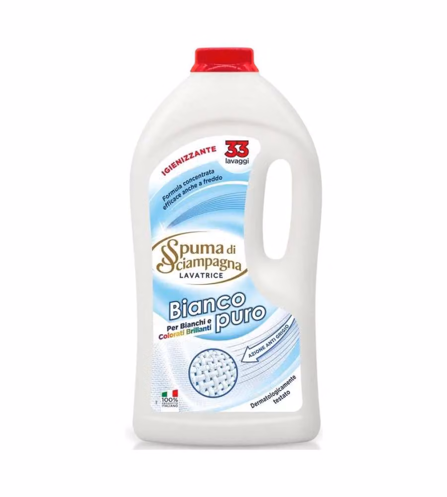 Spuma di Sciampagna Detersivo Lavatrice Bianco Puro 33 Lavaggi