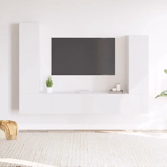 Set di Mobili Porta TV 4 pz-Credenza per TV Bianco in Legno Multistrato 567649