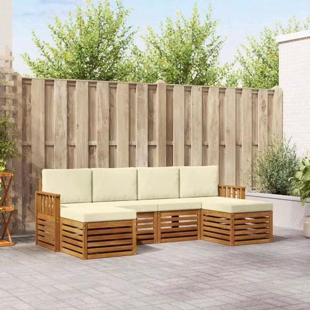 Set di divani da esterno 6 pz Naturale e Crema 3375240