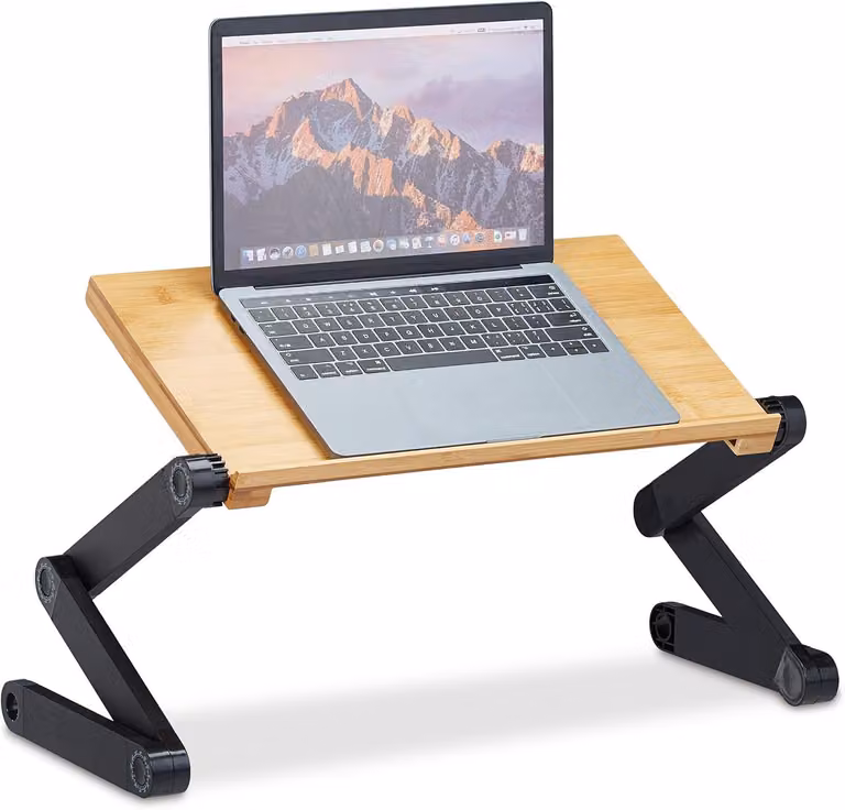 Supporto regolabile per laptop - Bambù - Alluminio - 47,5 x 60 x 26 cm - Tavolo per laptop - Naturale