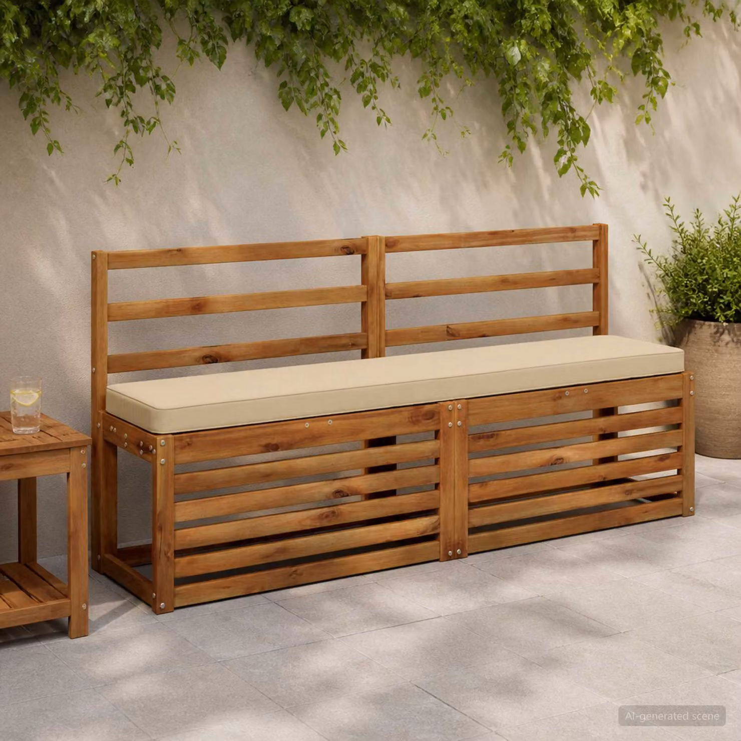 Set di 2 cuscini per panchina vidaXL VUGHT in poliestere beige con rivestimento rimovibile e resistente ai raggi UV